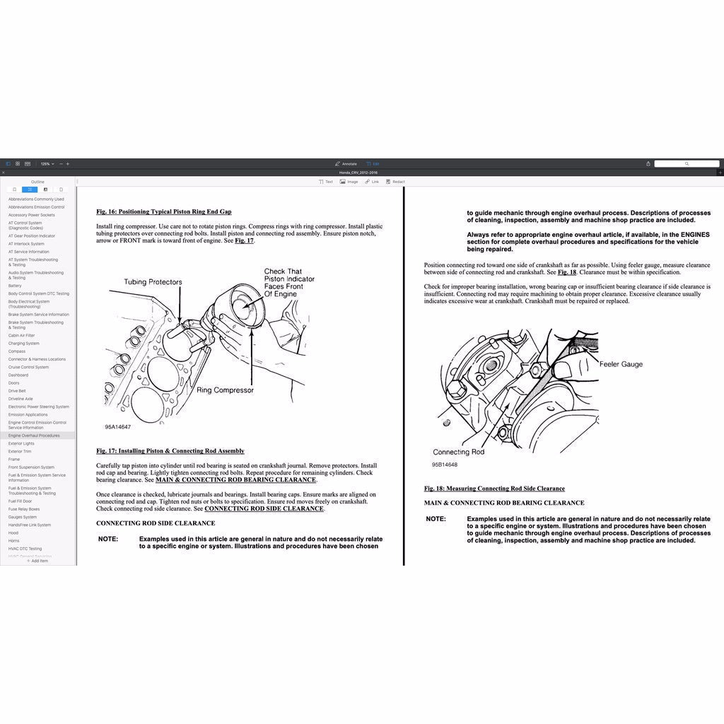 CRV HONDA CR-V RM/RE 2012-2016 Full Manual Set – Repair & Maintenance Manual