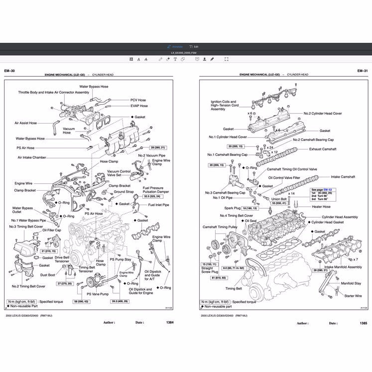 LEXUS GS300 GS400 1997-2005 Full Manual Set – Repair & Maintenance Manual