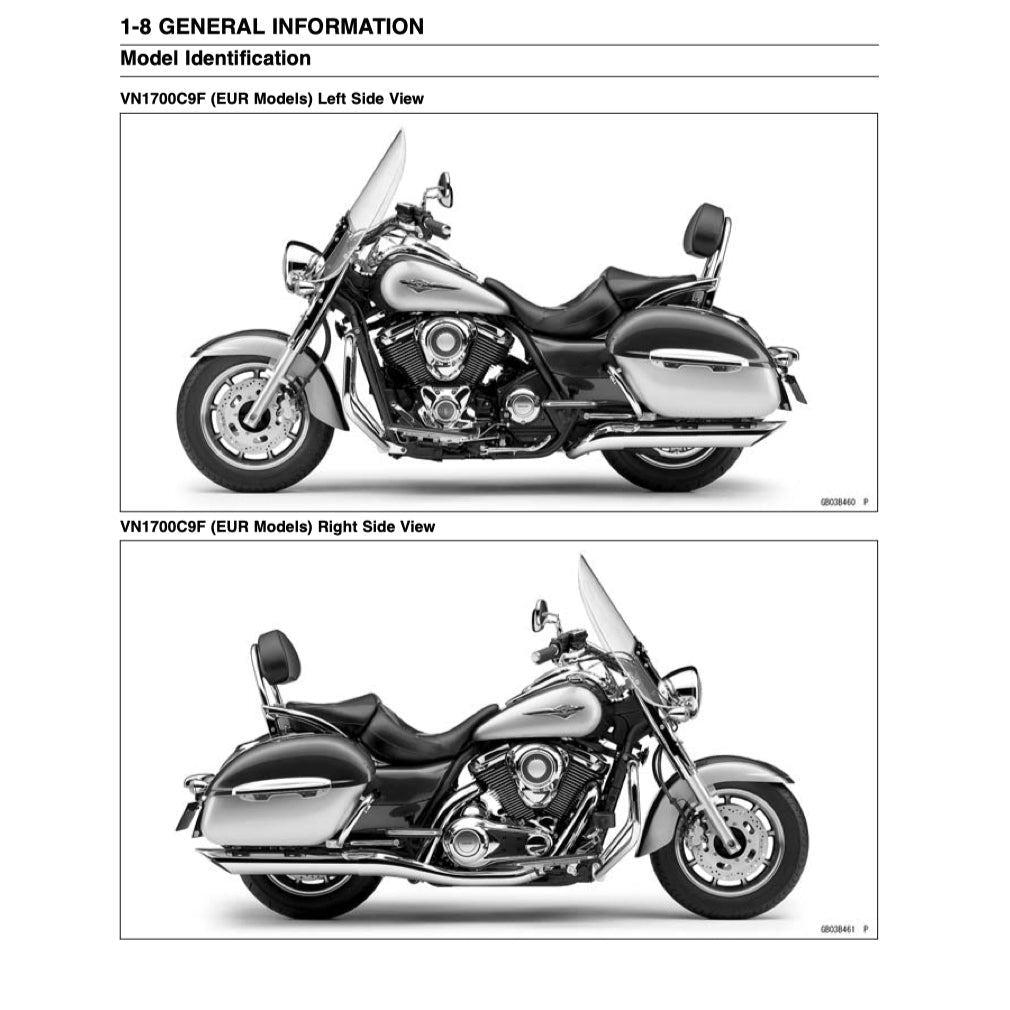 KAWASAKI VULCAN 1700 VN1700 2009-2017 Full Manual Set – Repair & Maintenance Manual and Spare Parts Catalog and User Handbook